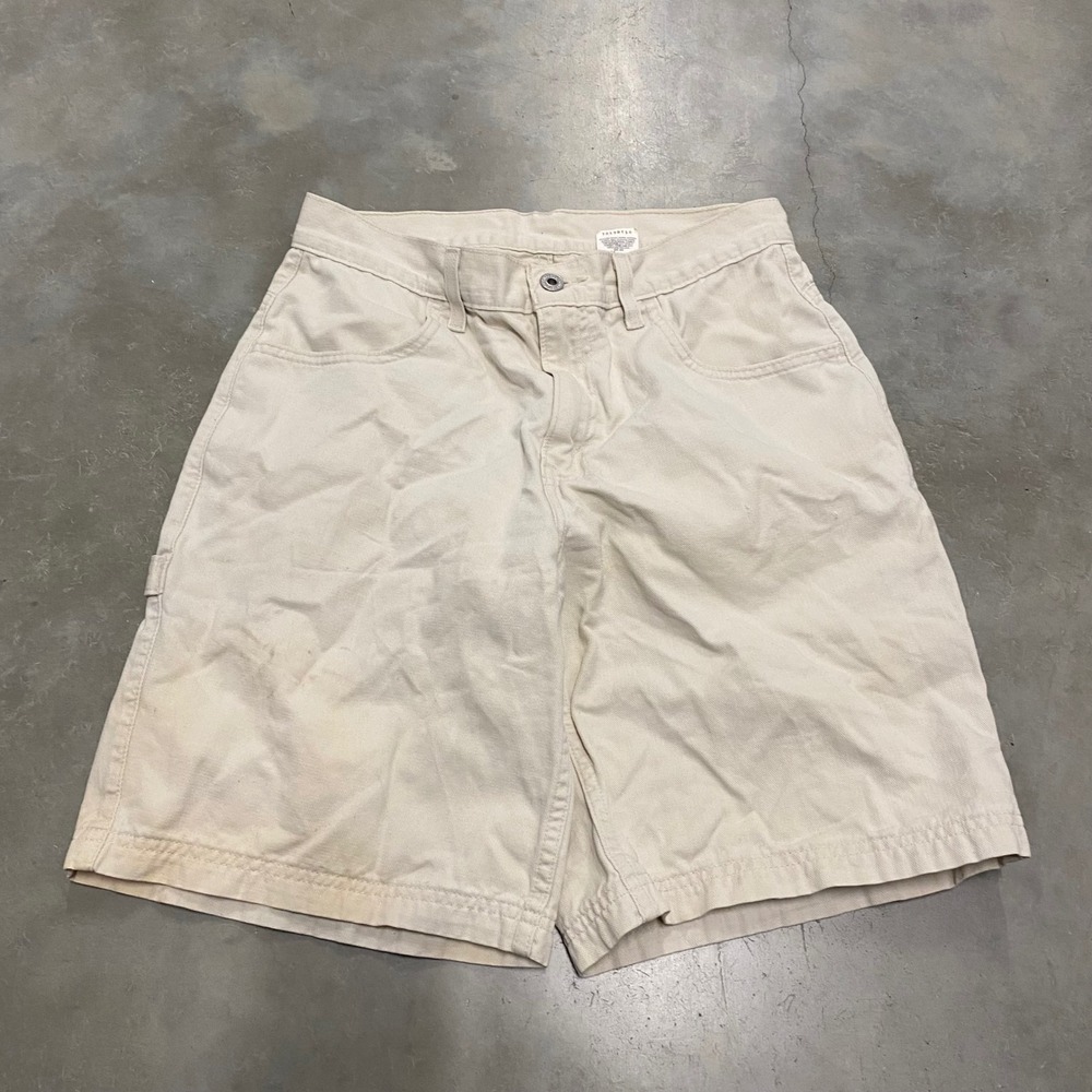 Levis Mens Carpenter Shorts Off White Cream Denim Utility Workwear Size 30
